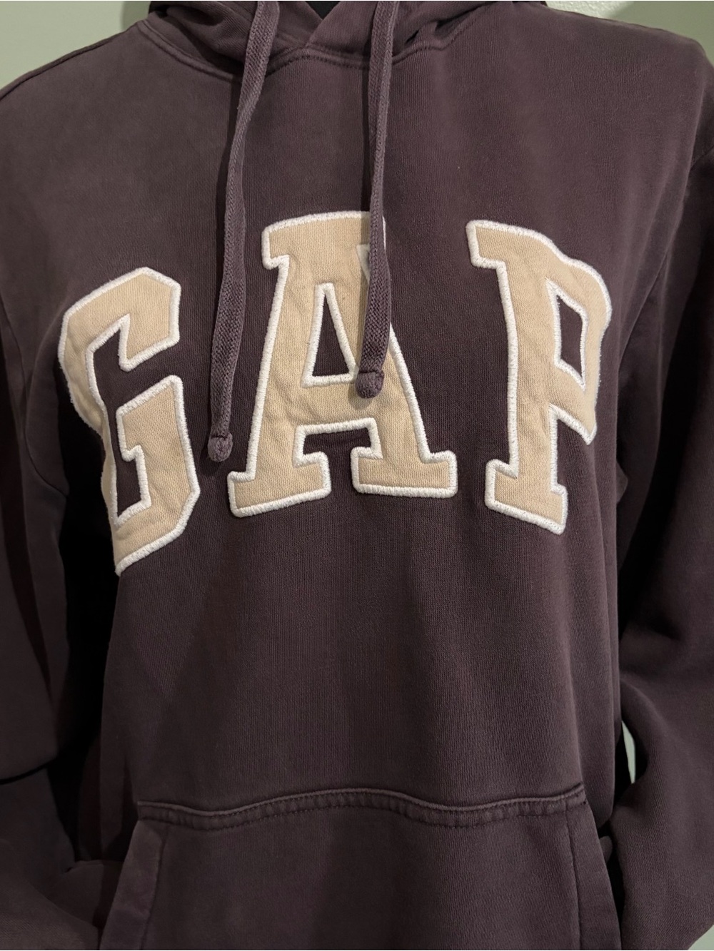 GAP Dark Brown Hoodie with Cream Lettering